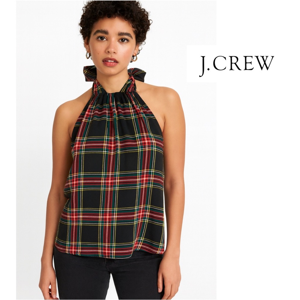 NEW J. Crew Women's Black Plaid Halter Top